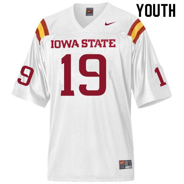 Iowa State Cyclones Youth #19 Kym-Mani King Nike NCAA Authentic White College Stitched Football Jersey BH42R48NK